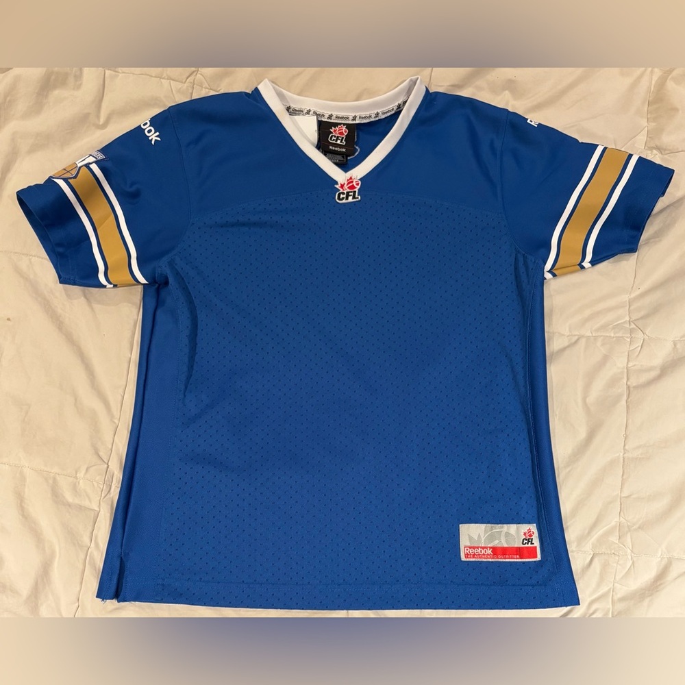 Reebok Authentic CFL Winnipeg Blue Bombers Jersey Size Youth Medium